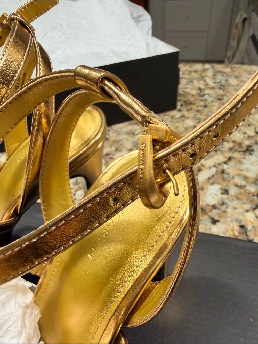 Donna Karan NY Brooks Gold Strappy Womens Sandals - Picture 11 of 14